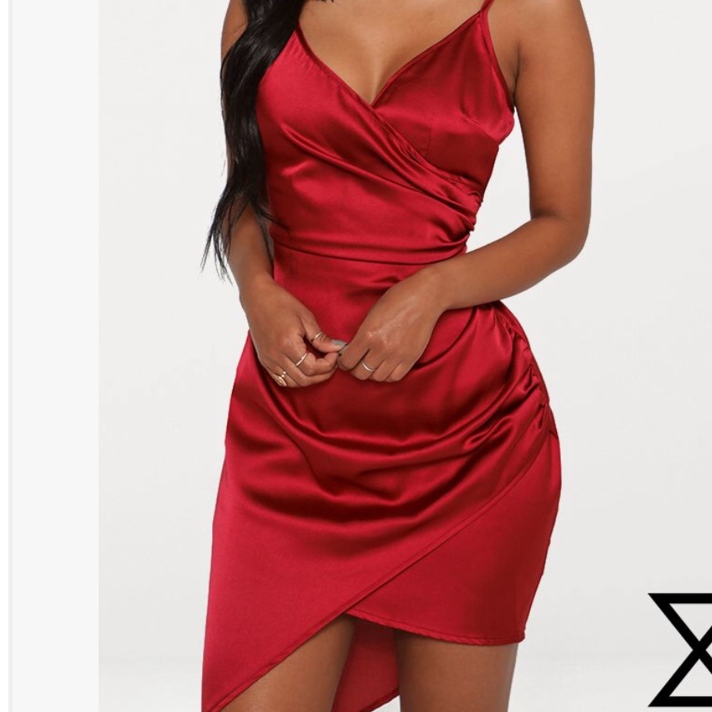 Pretty Little Thing Satin Wrap Dress